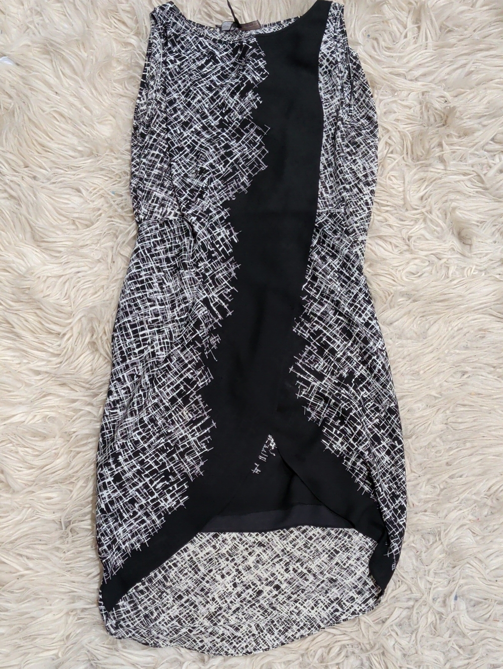 BCBGMaxAzria Black and White High-Low Sheath Dress NWT